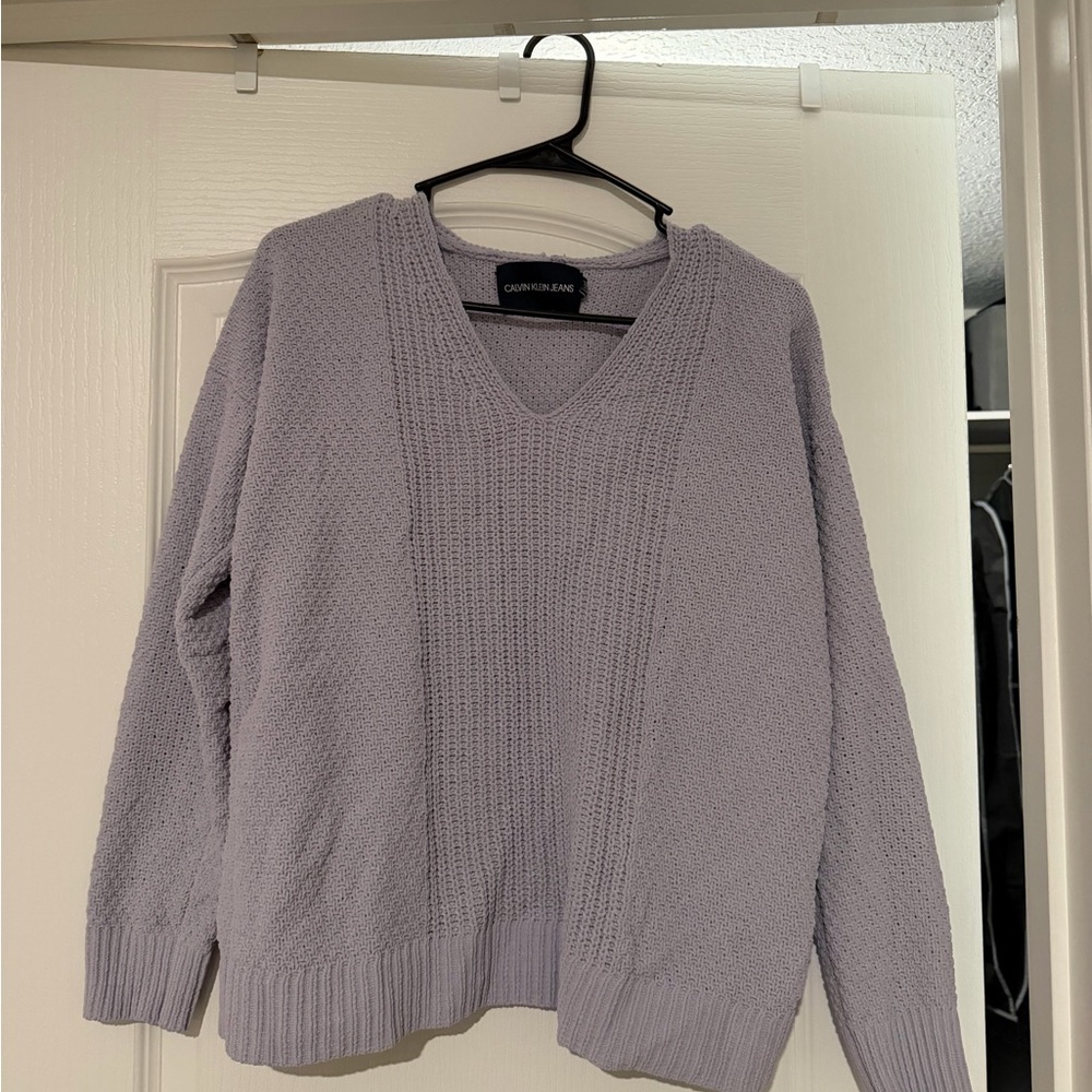 Calvin Klein Jeans Light Lavender V-Neck Knit Sweater